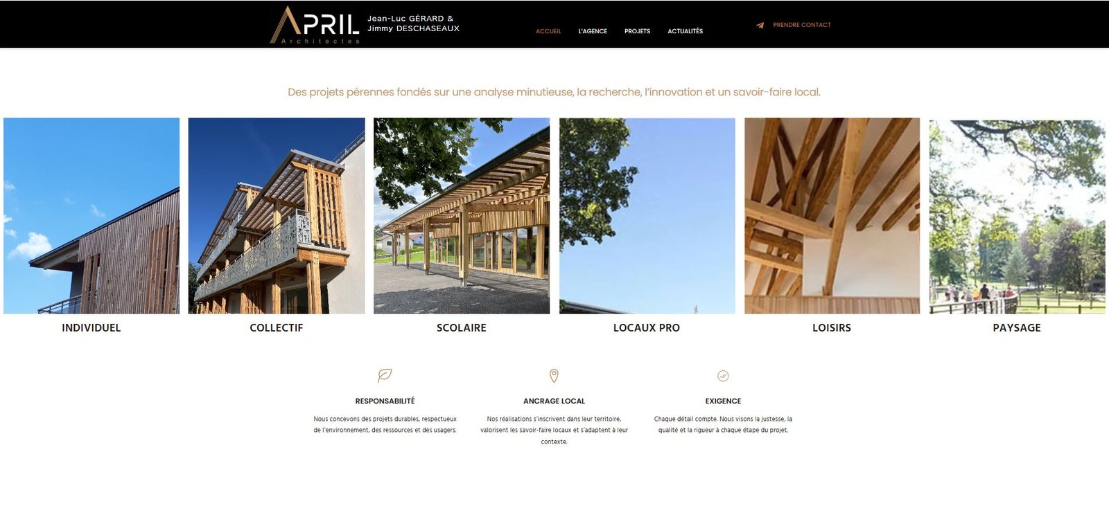 Site internet réalisé par Arkin Studio pour April Archi, agence d'architecture